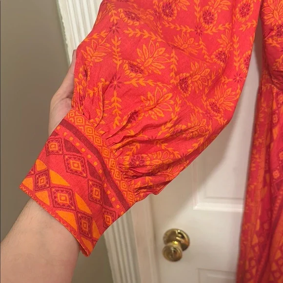 FARM Rio for Anthropologie Long Sleeve Sundress with Plunge Neckline - Picture 3 of 8